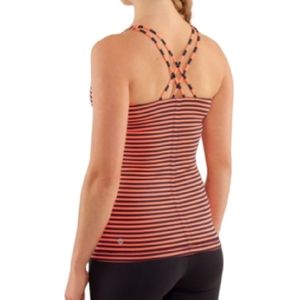 Lululemon Athletica Orange and Black Fitted Sleeveless Tank Top